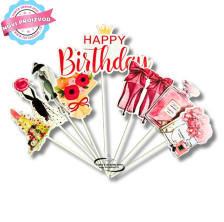 Torta Dekor Toperi Za Dekoraciju - HAPPY BIRTHDAY - FOR LADY - 8 kom